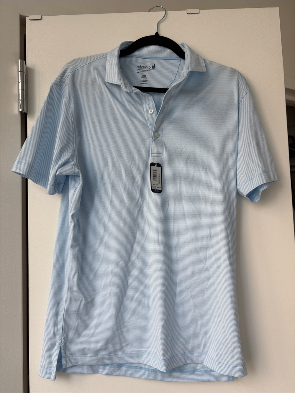 johnnie-O Pale Blue Striped Men's Polo